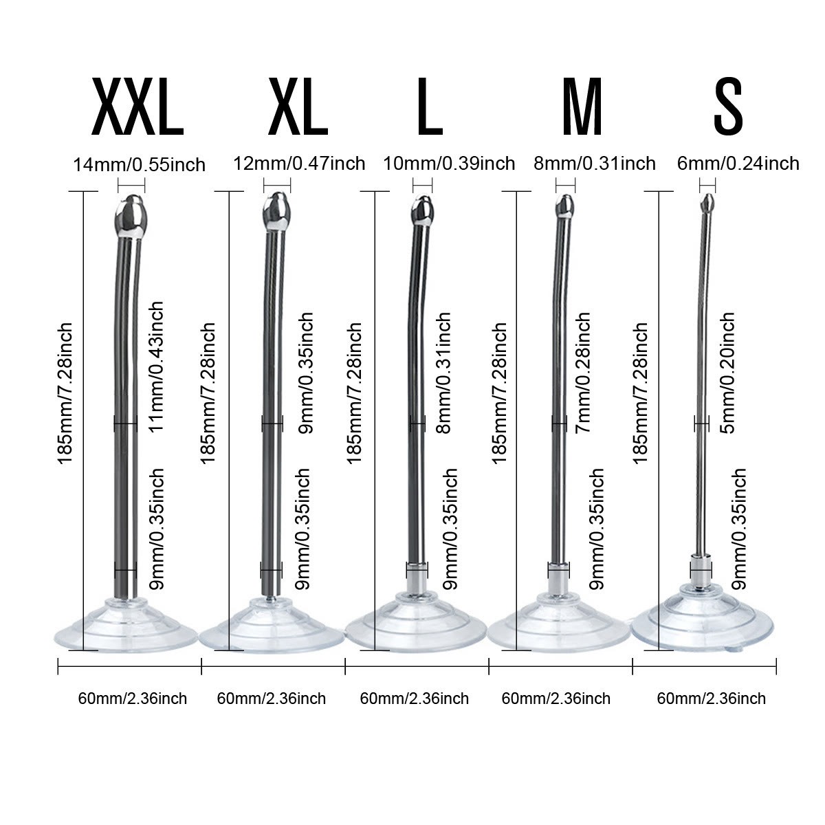 Stainless Steel Urethral Sound with Suction Cup-WeLovePlugs