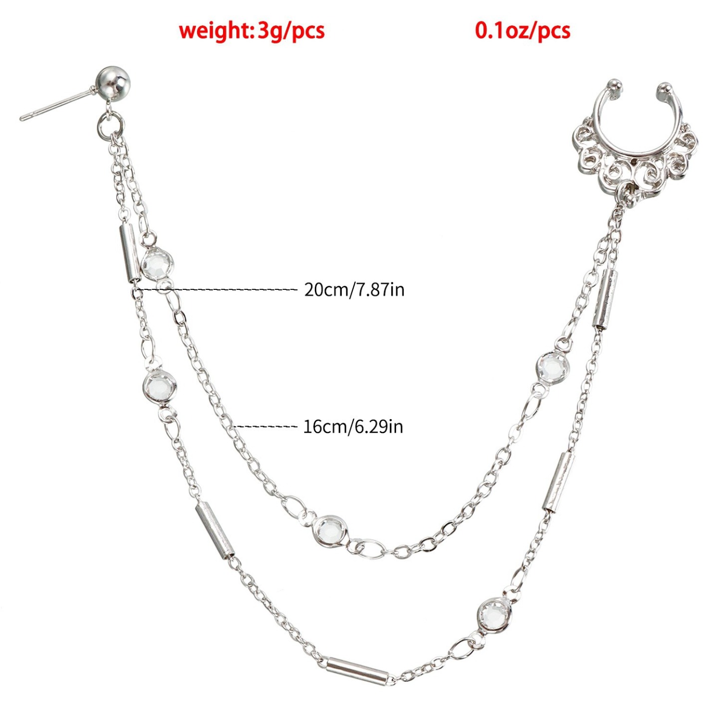 Trendy Nose Chain Piercing – Dainty Gold/Silver Nose Ring for Casual & Special Occasions-WeLovePlugs