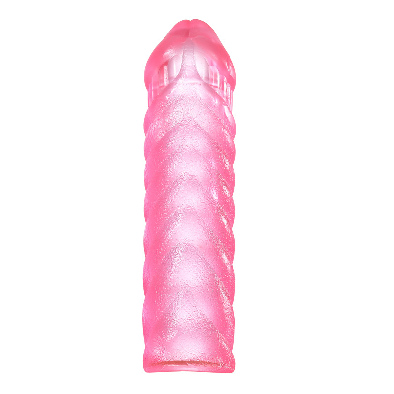Reusable Silicon Condom Dotted Penis Sleeve For Men - Pink - image 1