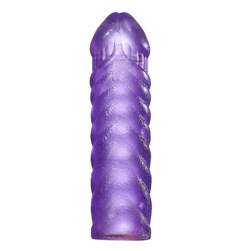 Reusable Silicon Condom Dotted Penis Sleeve For Men - Purple - image 4