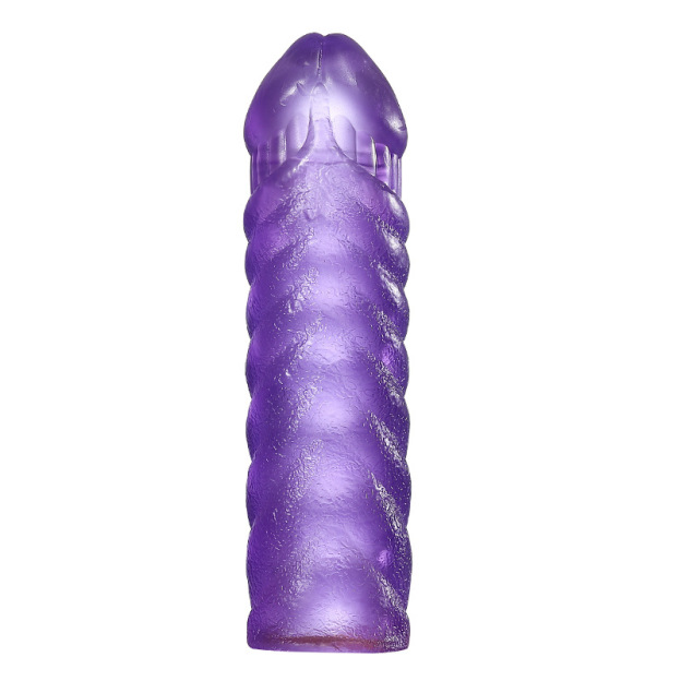 Reusable Silicon Condom Dotted Penis Sleeve For Men - Purple - image 4