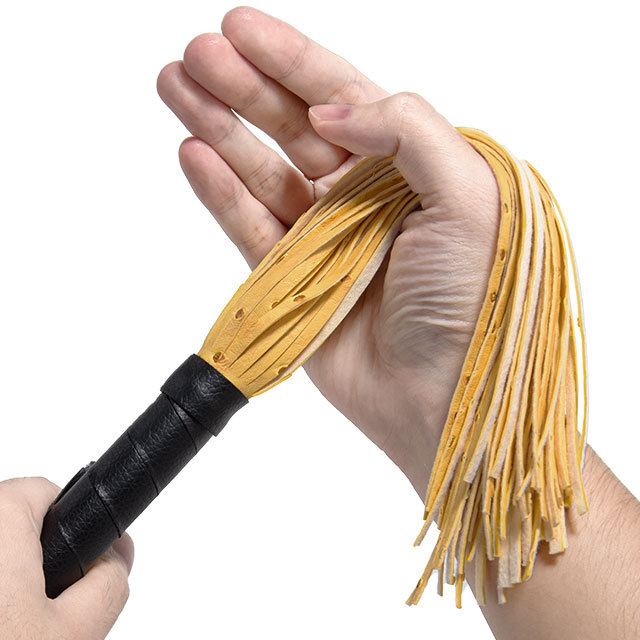 Yellow Pu Leather Tassels Flogger Horse Riding Whip - image 1