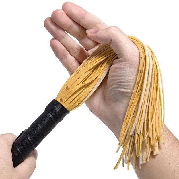 Yellow Pu Leather Tassels Flogger Horse Riding Whip - image 1