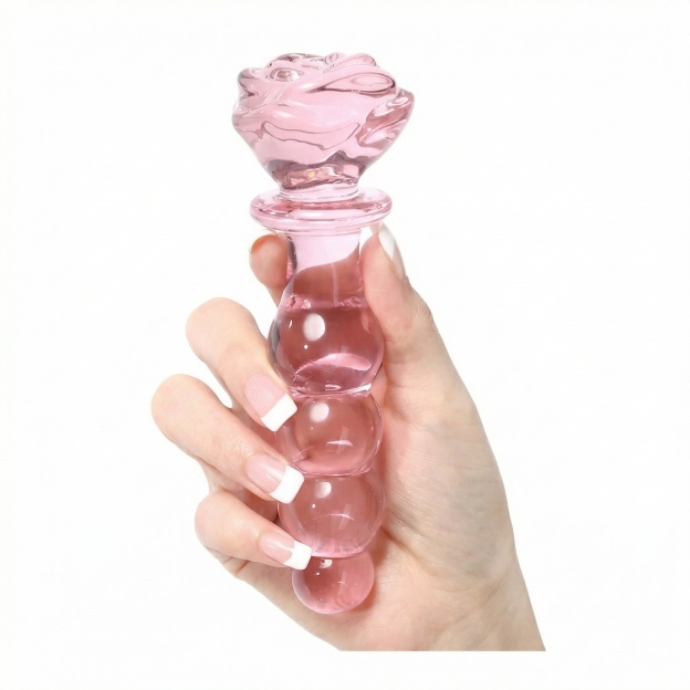 Pink Rose Glass Dildo - image 7
