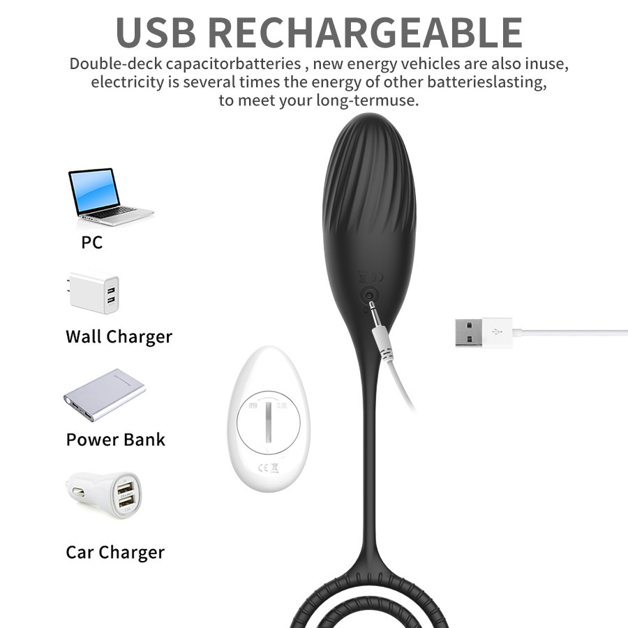 Rechargeable Silicone Butt Plug with Dual Rings & 10 Vibrations