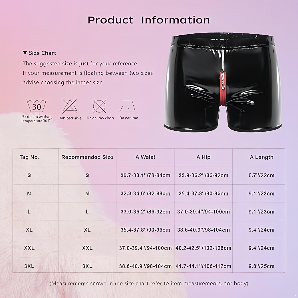 Men's Patent Leather Zipper Boxer Shorts - image 1