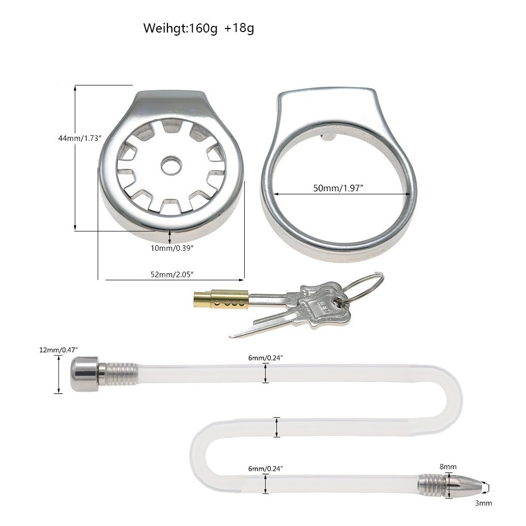 Thickened Stainless Steel Chastity Cage with 11.8-Inch Catheter – 4 Ring Sizes-WeLovePlugs