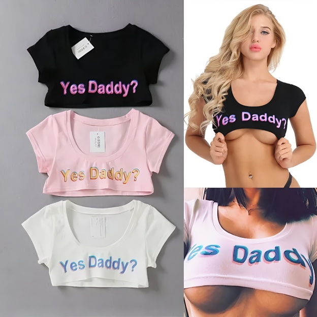 "Yes Daddy" Letter Print Fitness Crop Top - image 7