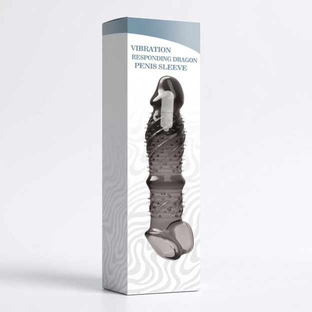 Stretchy Vibrating Spike Sleeve - Transparent Black - image 3