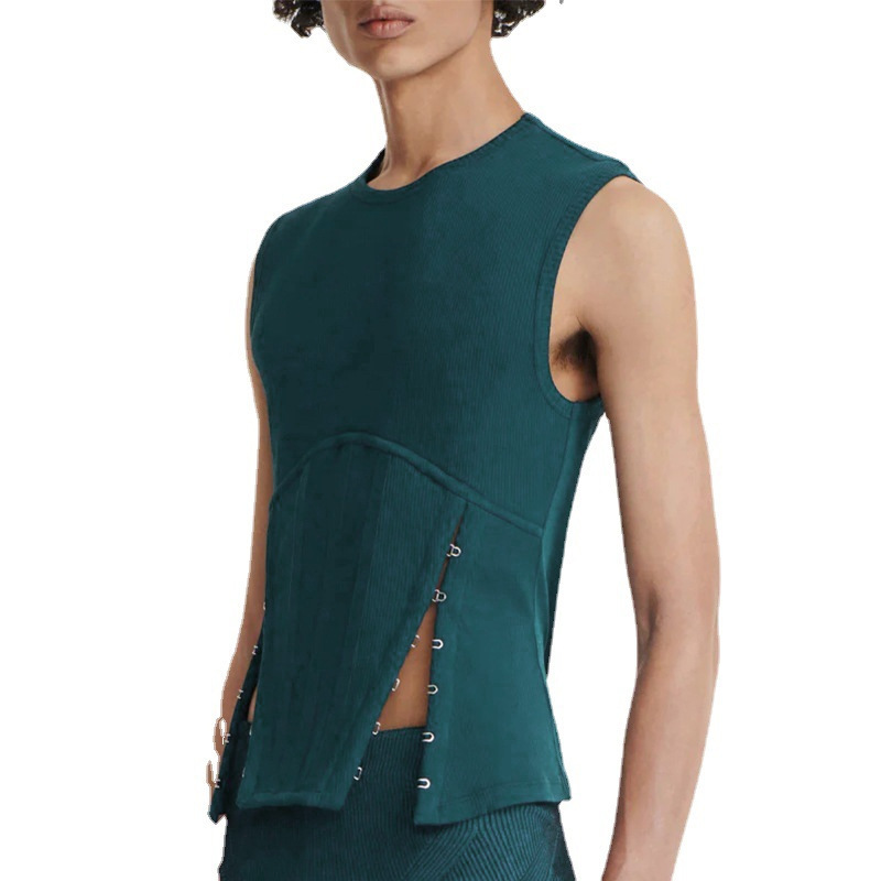 Skin Stretch Cutout Tank - Navy Blue - XXXL - image 1