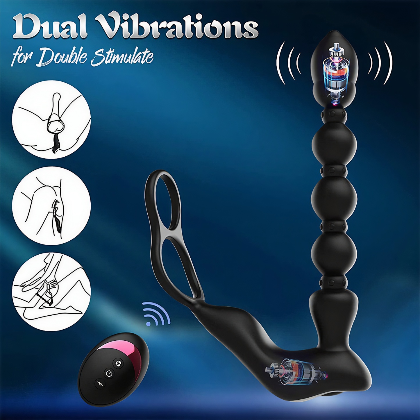 7.3'' Dual-Motor Prostate Massager with Remote Control & Flexible Anal Beads - image 6
