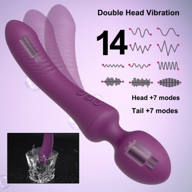 Dual Vibrator Powerful Magic Wand Clitoris Vagina Massager Anal Plug - image 6