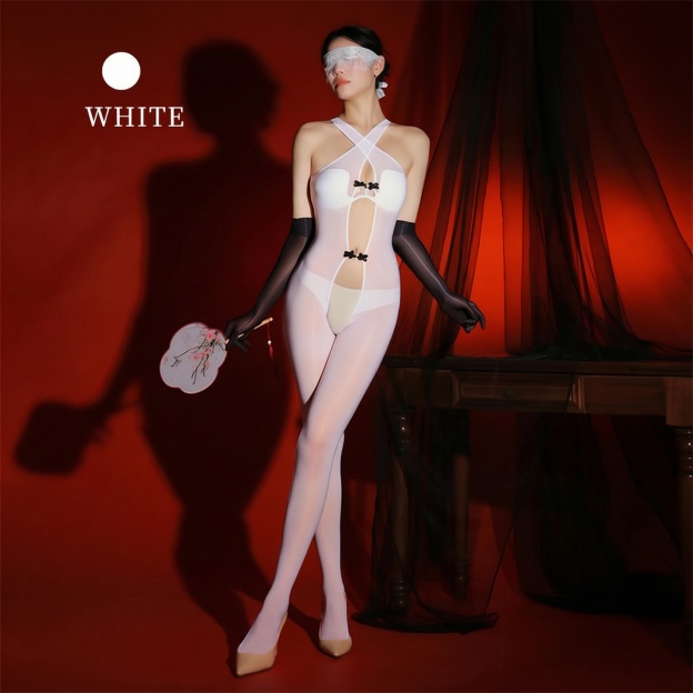 6d Shiny Cross Crotch Jumpsuit - White - One Size - image 3