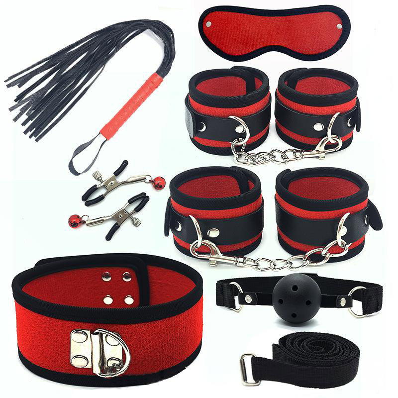 Bdsm Bed Straps Restraints Sex  7 Pcs Set - Red - image 2