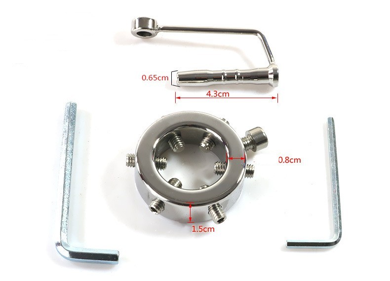 Kali's Teeth Spike Glans Penis Ring Dialator with Urethral Penis Plug  -WeLovePlugs