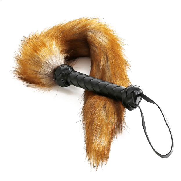 SM Soft Fur Fox Whips With Pu Leather Handle-WeLovePlugs