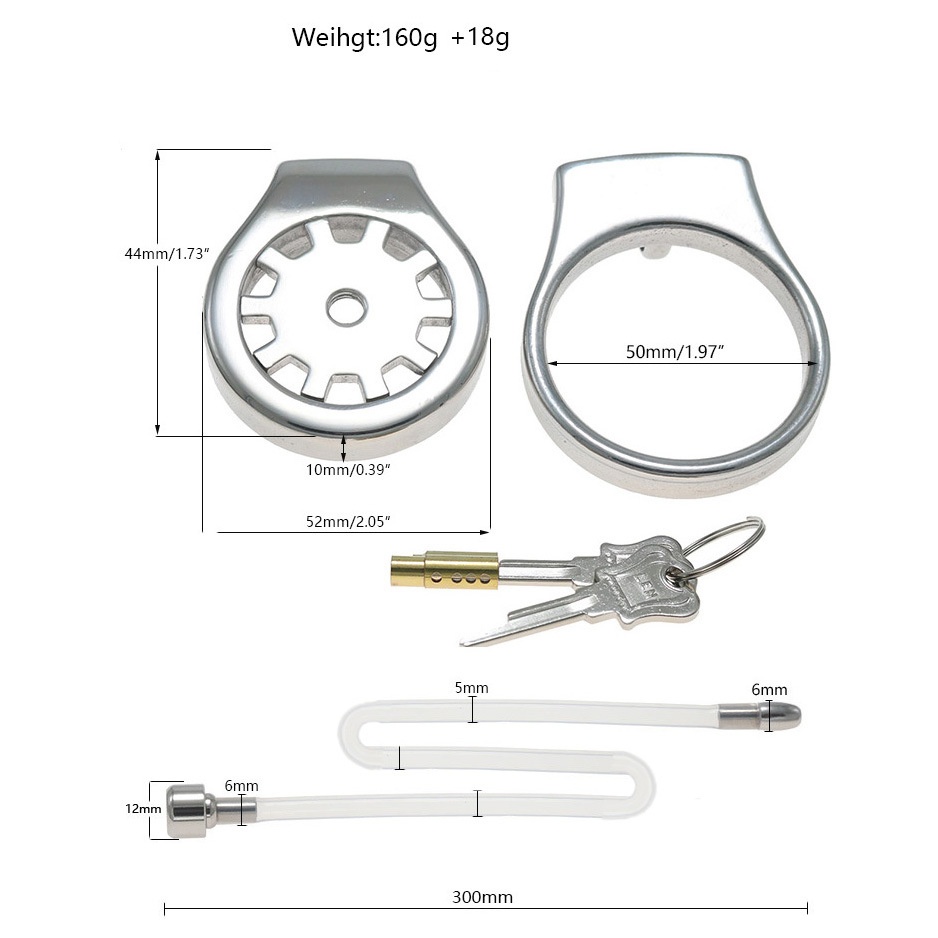 Thickened Stainless Steel Chastity Cage with 11.8-Inch Catheter – 4 Ring Sizes-WeLovePlugs