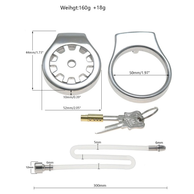 Thickened Stainless Steel Chastity Cage with 11.8-Inch Catheter – 4 Ring Sizes-WeLovePlugs
