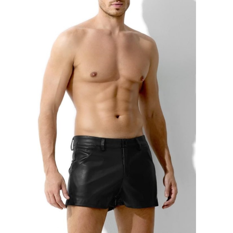 Men's Leather-look Shorts - 5XL - Black - image 1