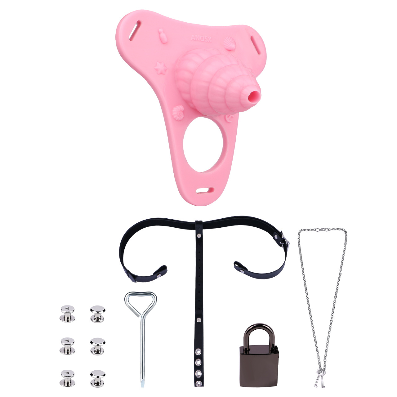 Seashell-inspired Chastity Cage Belt-WeLovePlugs