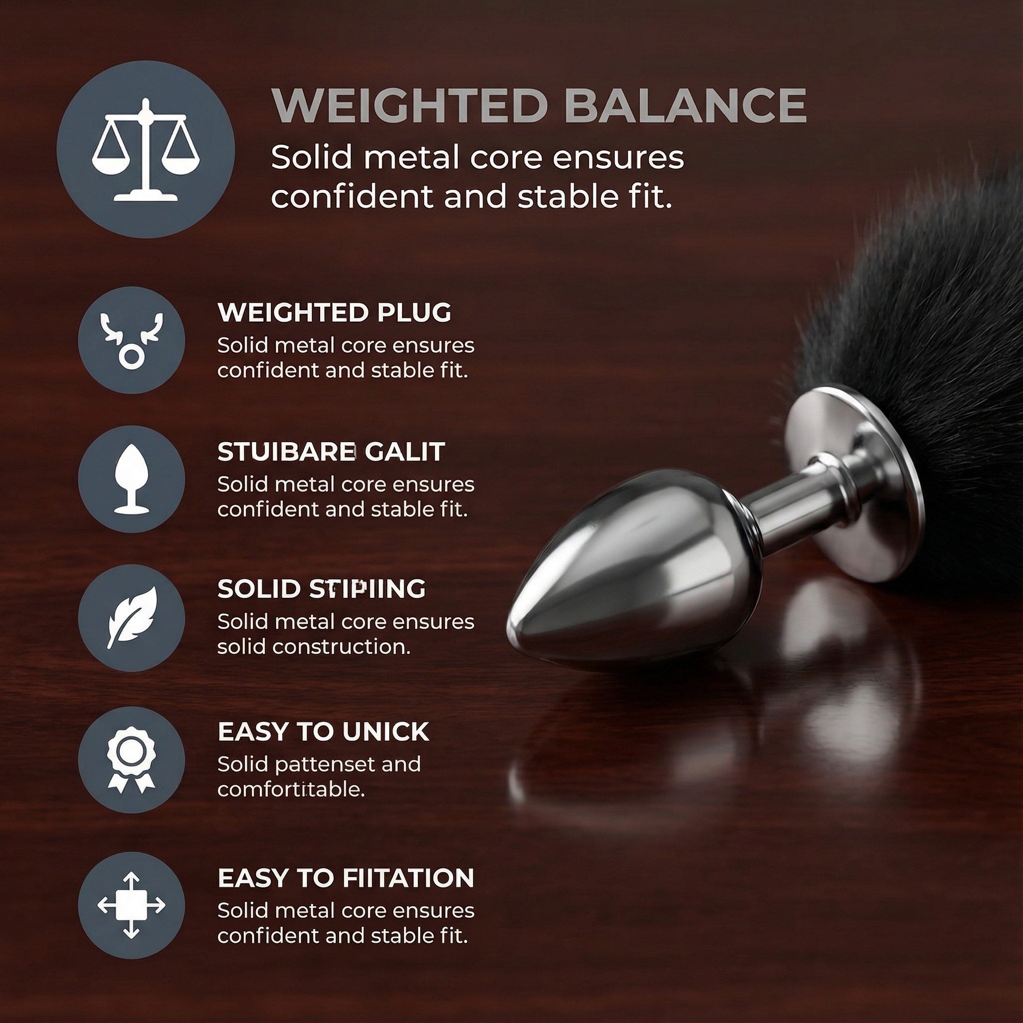 Black Fox Tail Butt Plug • 18.1 Inch Tail - image 2