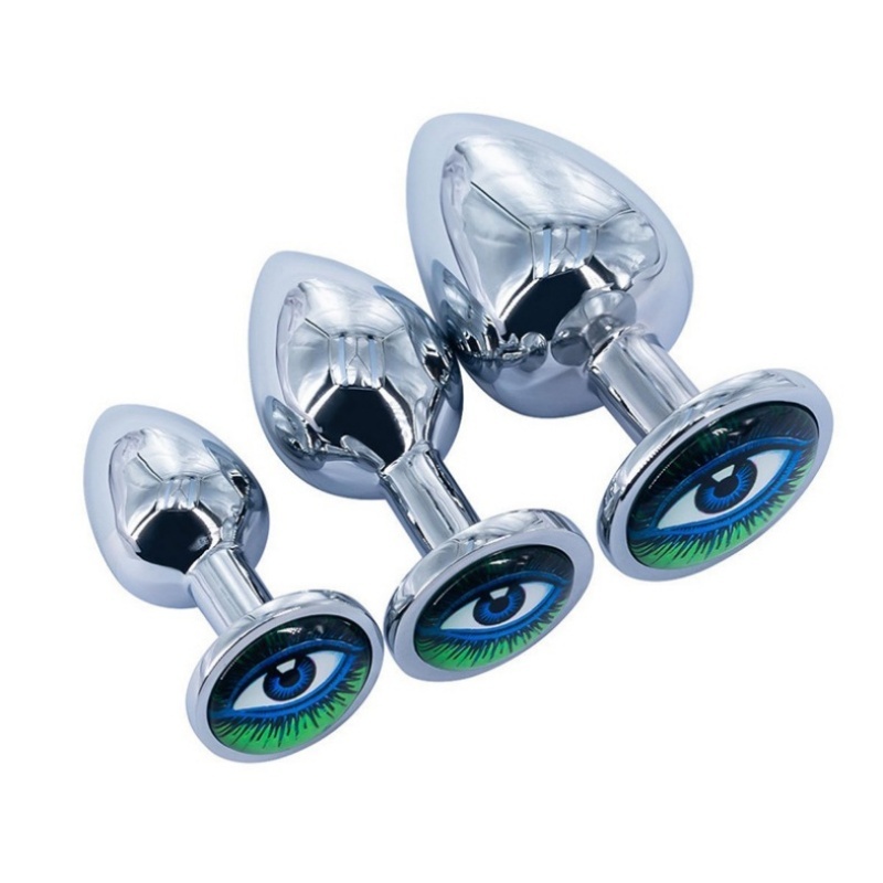 3-Round Jewel Butt Plug - Blue - image 2