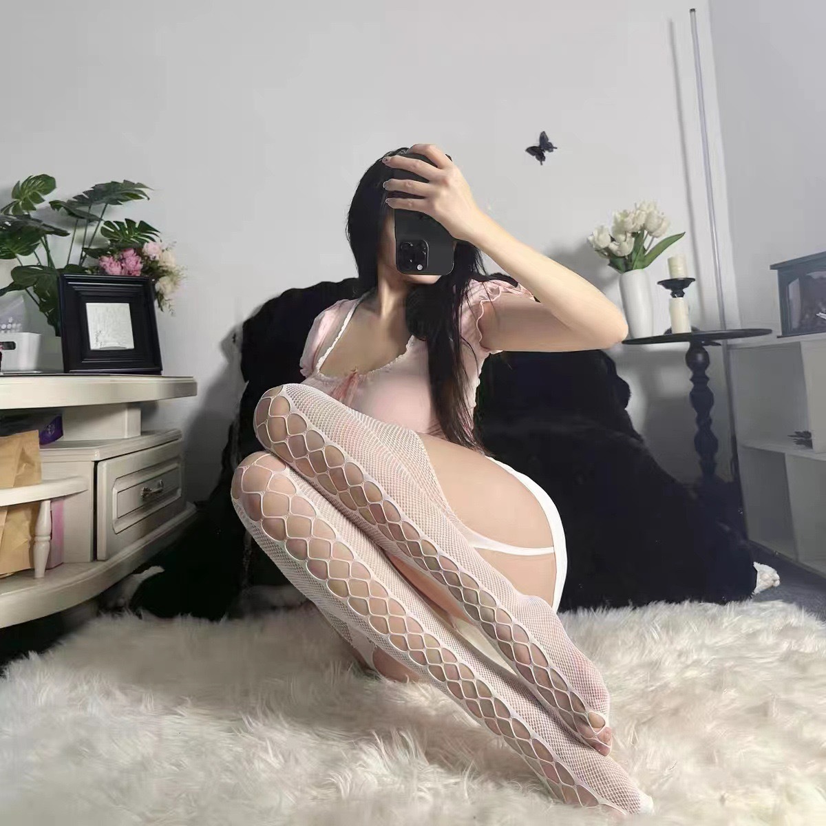 Red Lace Stockings Seductive Suspender Stocking Fishnet Thigh-Highs -WeLovePlugs