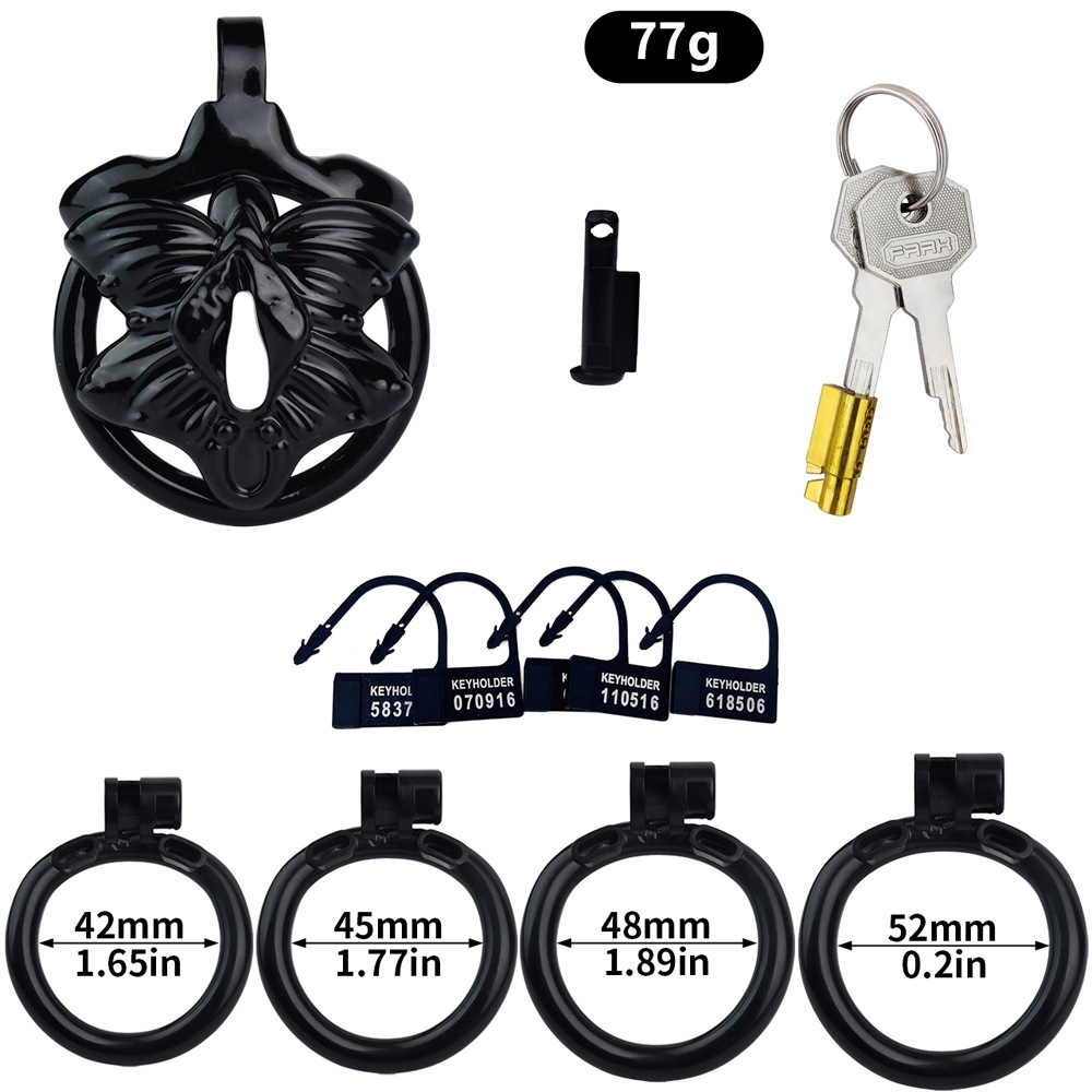 Sissy Chastity Cage with 4 Rings – Lightweight Resin Locking Device with 2 Keys, Invisible Wear for Long-Term Use-WeLovePlugs