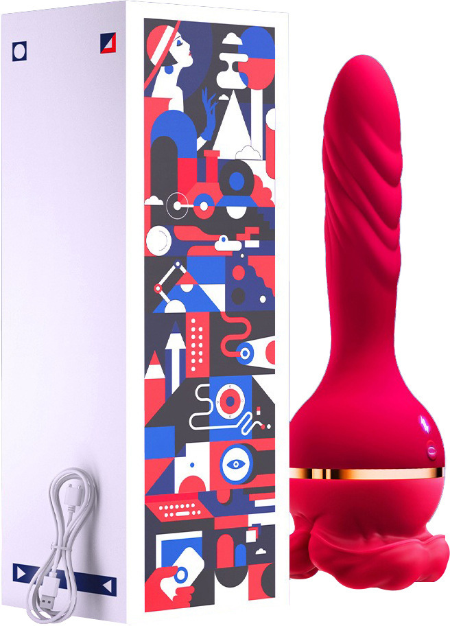 3-in-1 Big Mouth Likcing Vibrating Rose Dildo-WeLovePlugs