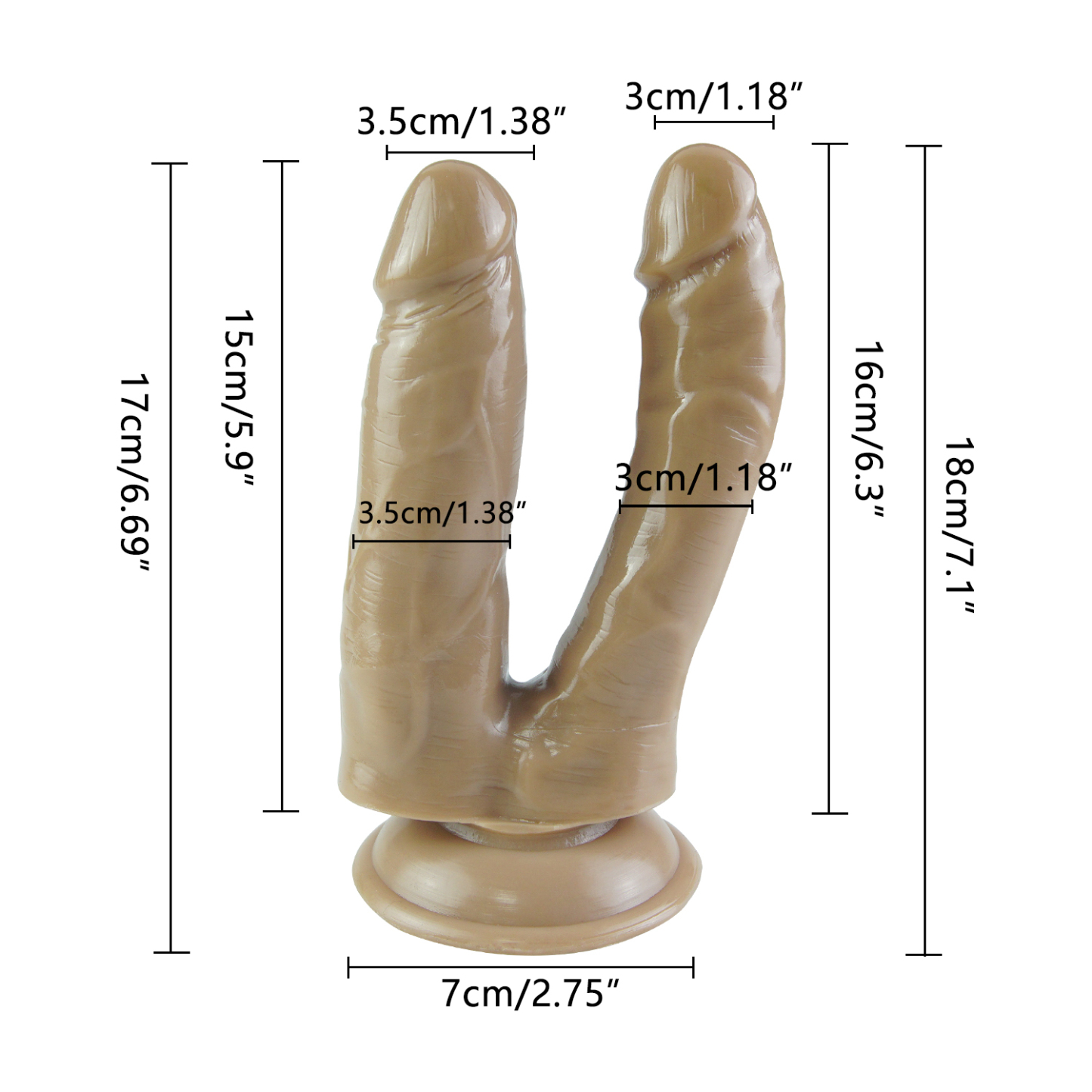 Realistic Suction Cup Double End Strap On Dildo – Wearable & Hands-Free