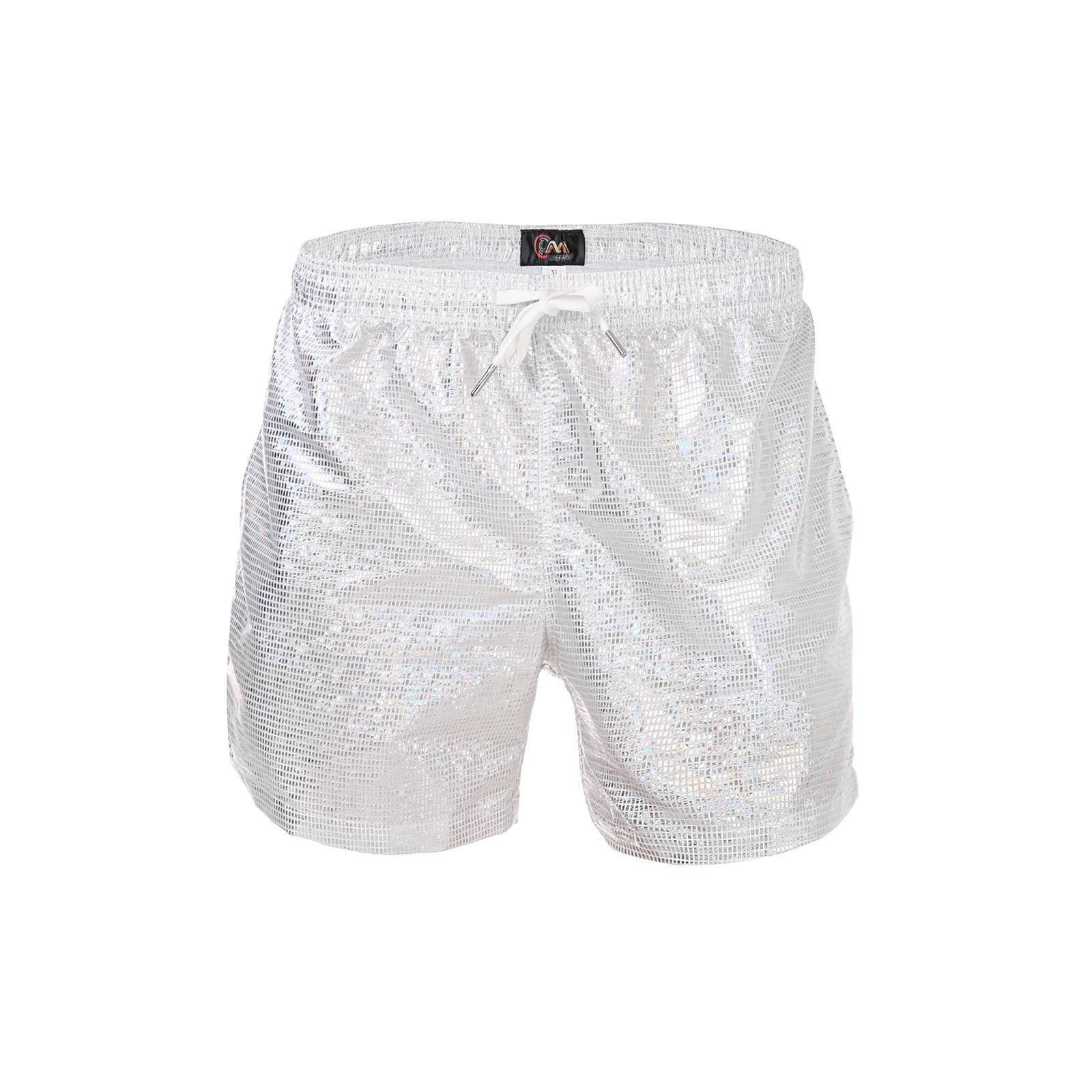 Men Shorts Wet Look Beach Pants - White - 2XL - image 13