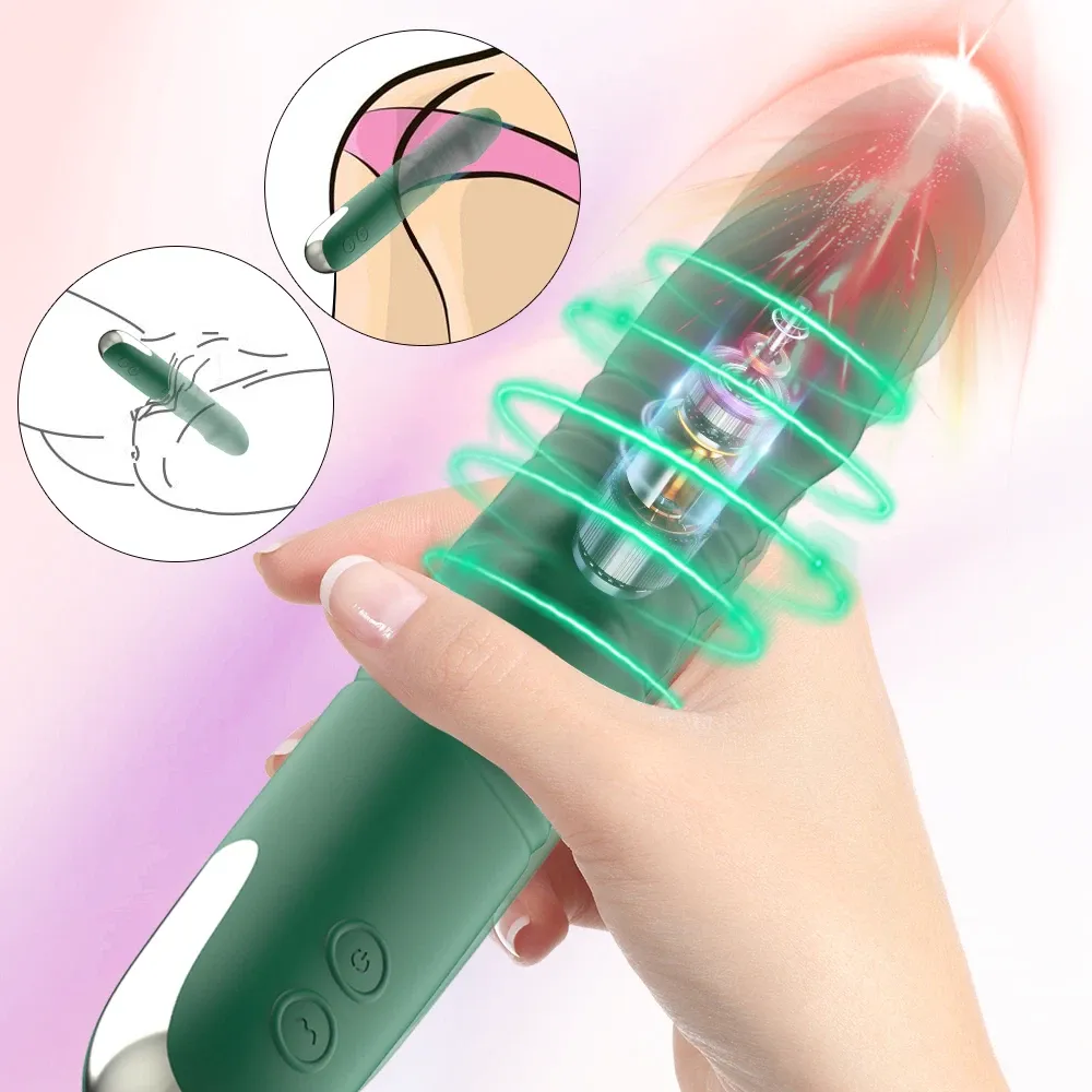 Thrusting Rotating Cucumber Vibrator Dildo G Spot Clit Massager