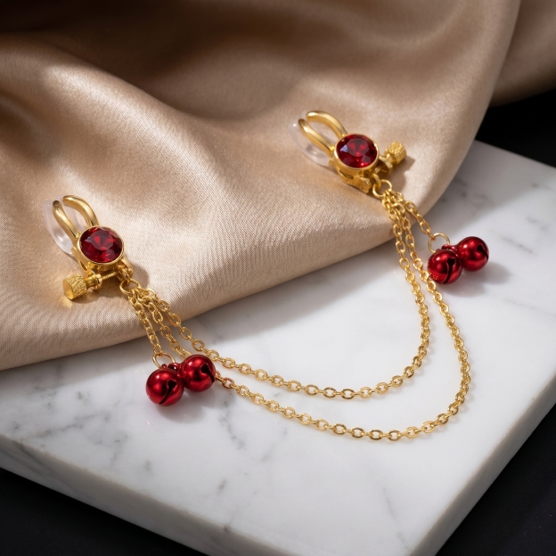 Crystal Chain-linked Nipple Ring  - image 8