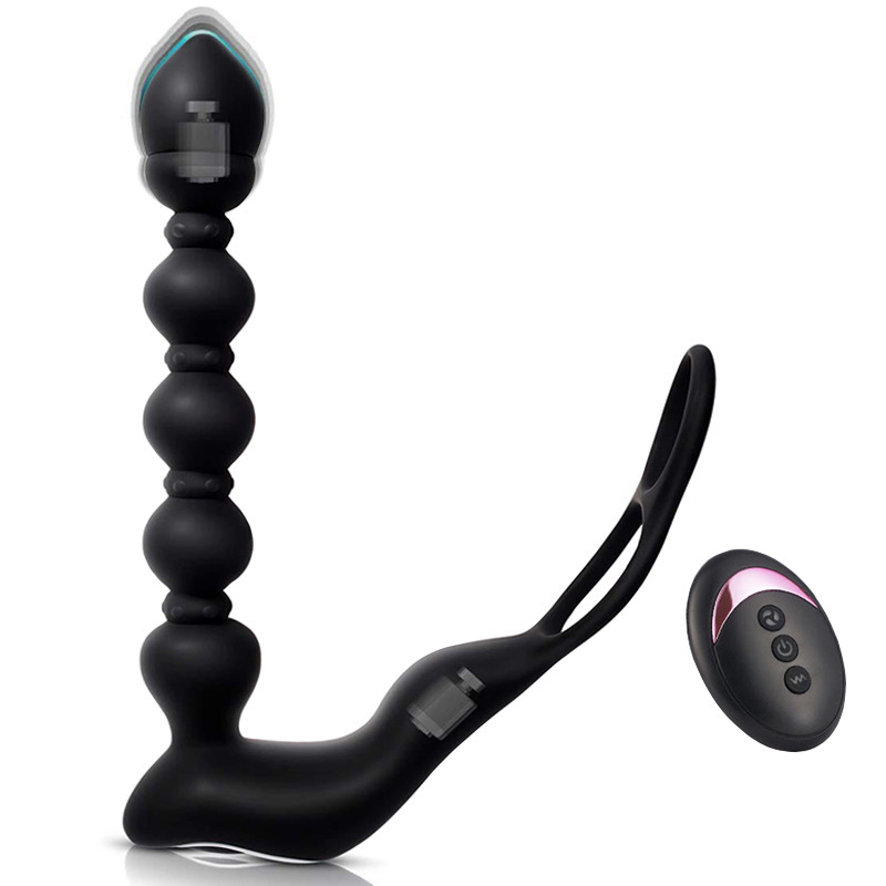7.3'' Dual-Motor Prostate Massager with Remote Control & Flexible Anal Beads - Black - image 1
