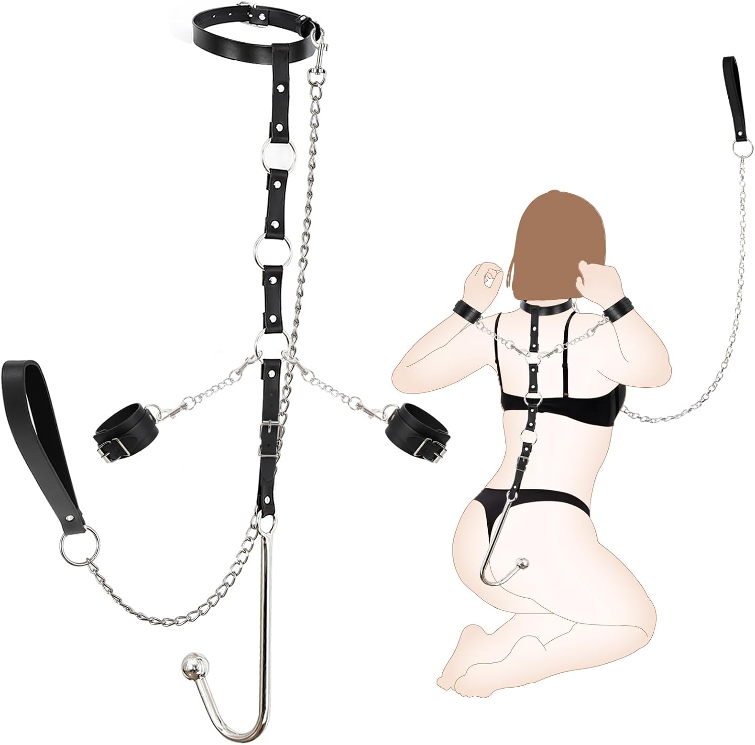Leather Bondage Set With Anal Hook - image 3