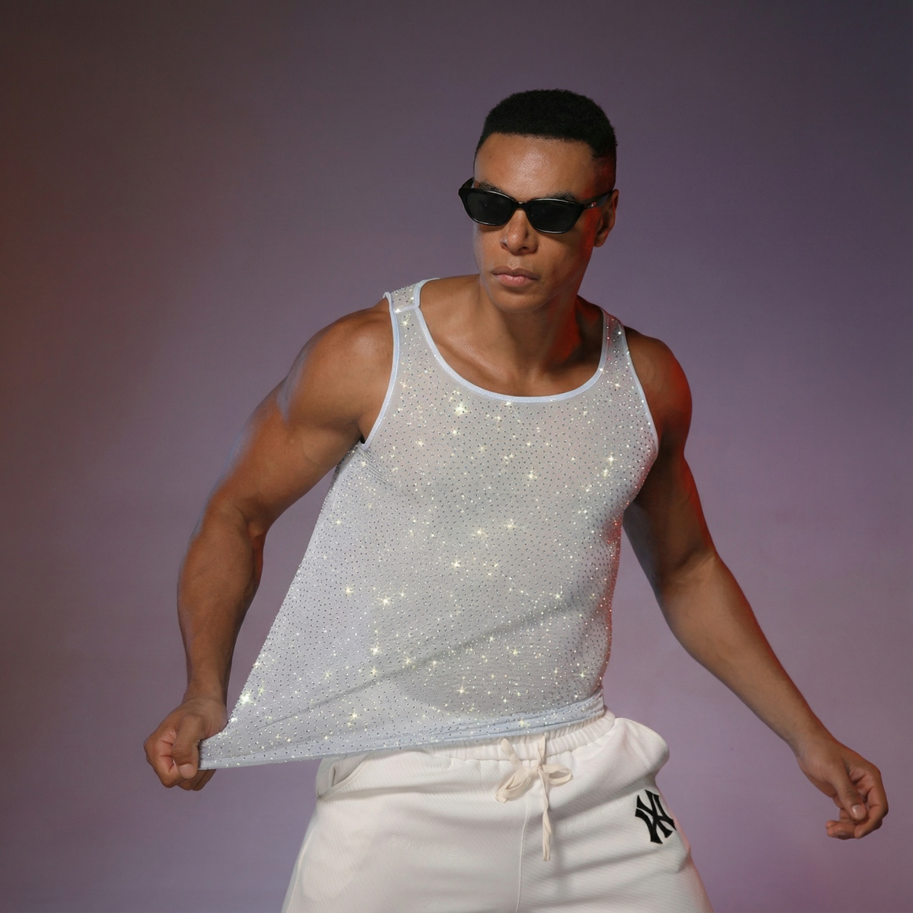 Starluxe Mesh Sparkle Top – Style G - Light Blue - One Size - image 6