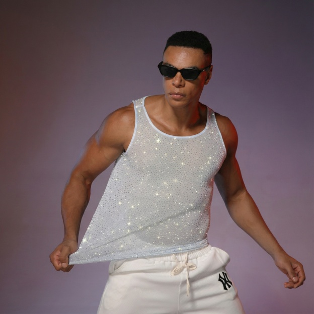 Starluxe Mesh Sparkle Top – Style G - Light Blue - One Size - image 6