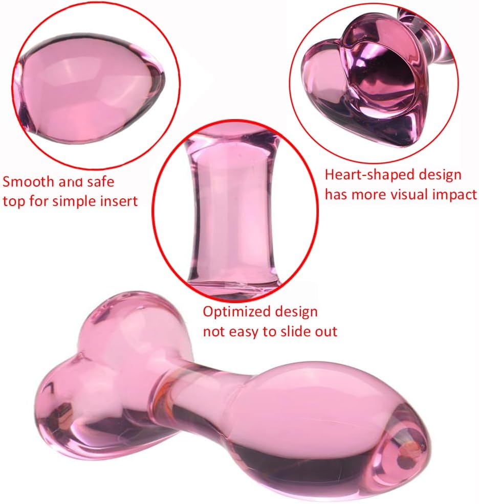Heart Pink Glass Butt Plug - image 2