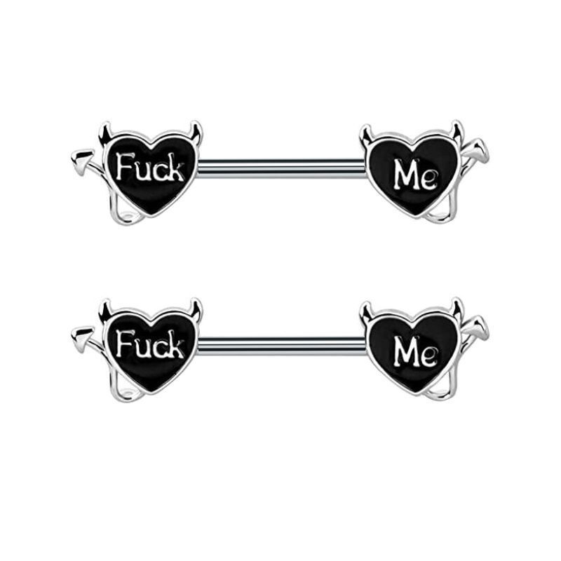 Hear Shape Fxxk Me Nipple Piercing Ring