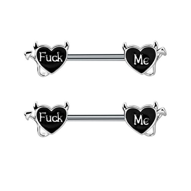 Hear Shape Fxxk Me Nipple Piercing Ring 