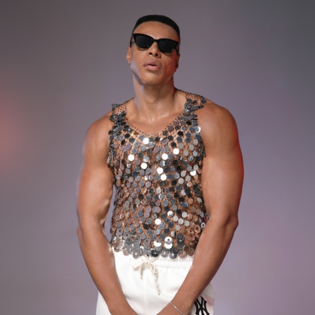 Starluxe Mesh Sparkle Top – Style F - Silver - XL - image 5