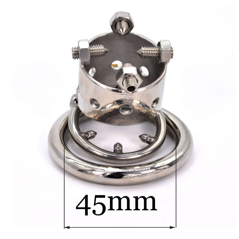 Polished Stainless Steel Chastity Cage Kali's Teeth CBT Spiked Toy-WeLovePlugs