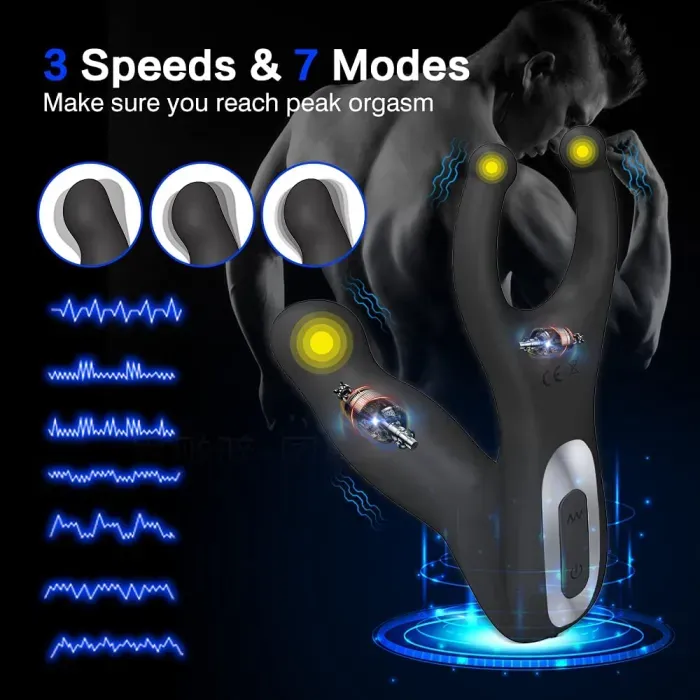 Triple-target Prostate Massager Vibrating Butt Plug with Cock Ring