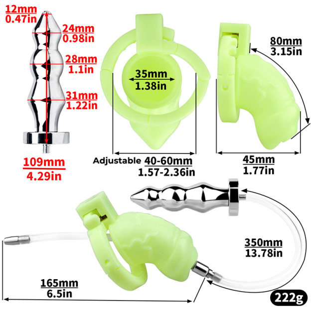 Adjustable Handcuff Resin Chastity Cage with Urethral Cathedral Tube-WeLovePlugs