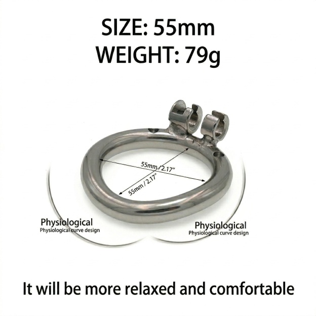 Stainless Steel Male Chastity Cage with Secure Lock - 55mm - image 4