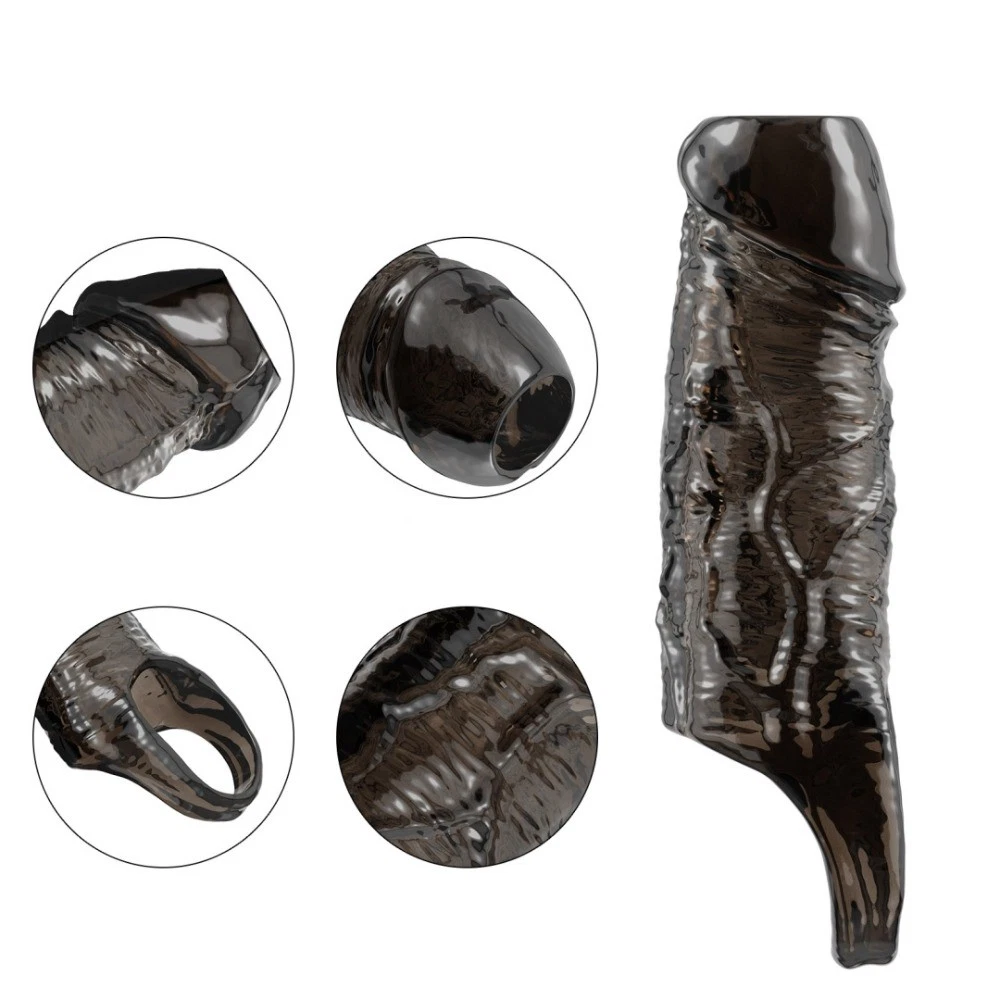 Textured Penis Extender Sleeve - 4.92'' - image 9