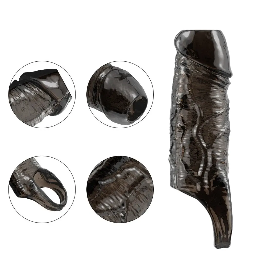 Textured Penis Extender Sleeve - 4.92'' - image 9