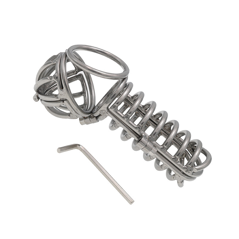 2-in-1 3d Metal Testicle And Chastity Cage-WeLovePlugs
