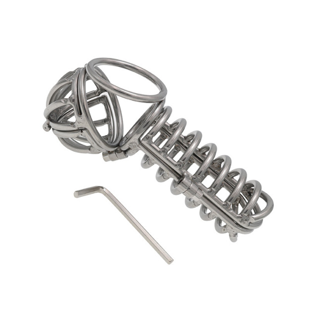 2-in-1 3d Metal Testicle And Chastity Cage-WeLovePlugs