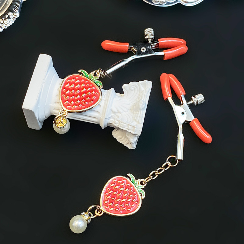 Cute Strawberry Nipple Clamps With Adjustable Dual Clip Design - image 1